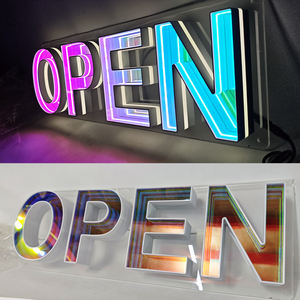 Led <span class=keywords><strong>OPEN</strong></span> 3D Infinite Mirror Letter Publicidad Sign Mirror Custom Luminous Acrylic Neon Letter Sign RGB Board Business logo Shop - Product Image 4