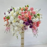 Arrangement personnalisé de roses artificielles en soie de 30 à 80 cm, décoration de mariage, centre de table de mariage, boule de fleurs blanche, violette, rose