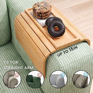 ถาดวางแขนโซฟาพร้อมแผ่นกันลื่น ถาดวางแขนโซฟาไม้ไผ่แบบพับได้ - Product Image 3