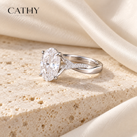 Bague de fiançailles classique en or plaqué, sertie de diamants ovales de laboratoire, style pavé torsadé, à double sangle, bijoux de mariée écologiques