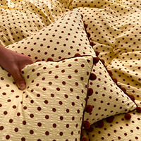 Parure de lit 4-en-1 à pois et pompons, douce et froissée, pour toutes les saisons, vente chaude, usine de Nantong