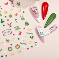 Autocollant pour ongles 3D imperméable, décalcomanie pour ongles mignonne de dessin animé de Noël, charme de décoration