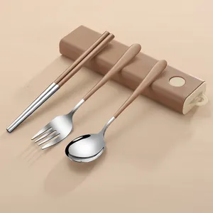 Luxury Wedding Gift Modern Portable Stainless Steel Flatware Set Fork Spoon Chopsticks Camping Travel Cutlery Set With Case