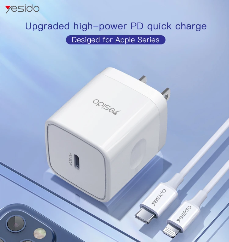 YESIDO YC30 mobile phone PD 20W 18W 15W 10W fast charging adapter chargers for iPhone 11 12 13