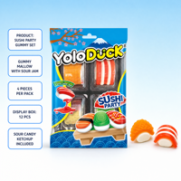 Bonbons gélifiés en forme de sushi certifiés halal Yoloduck, bonbons fruités moelleux halal en vrac