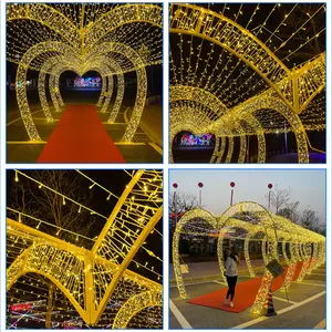 LED Straßenbogen Herz im Freien Motiv-Lichter-Lampen-Dekorationen Jahrbeleuchtung Lichtbogen dekorativ neu 3D-Festival groß Weihnachten