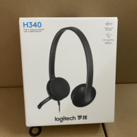 Casque de jeu filaire USB Logitech H340 avec microphone, réduction active du bruit, étanche IPX5, éclairage 7 couleurs, son 3D, batterie