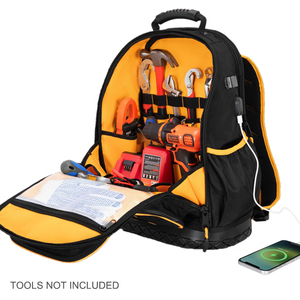 <b>Heavy</b> <b>Duty</b> Waterproof OEM Tool <b>Backpack</b> with Hard Bottom and Tool Pouch 25-29 Pockets & Laptop Pocket - Product Image 5
