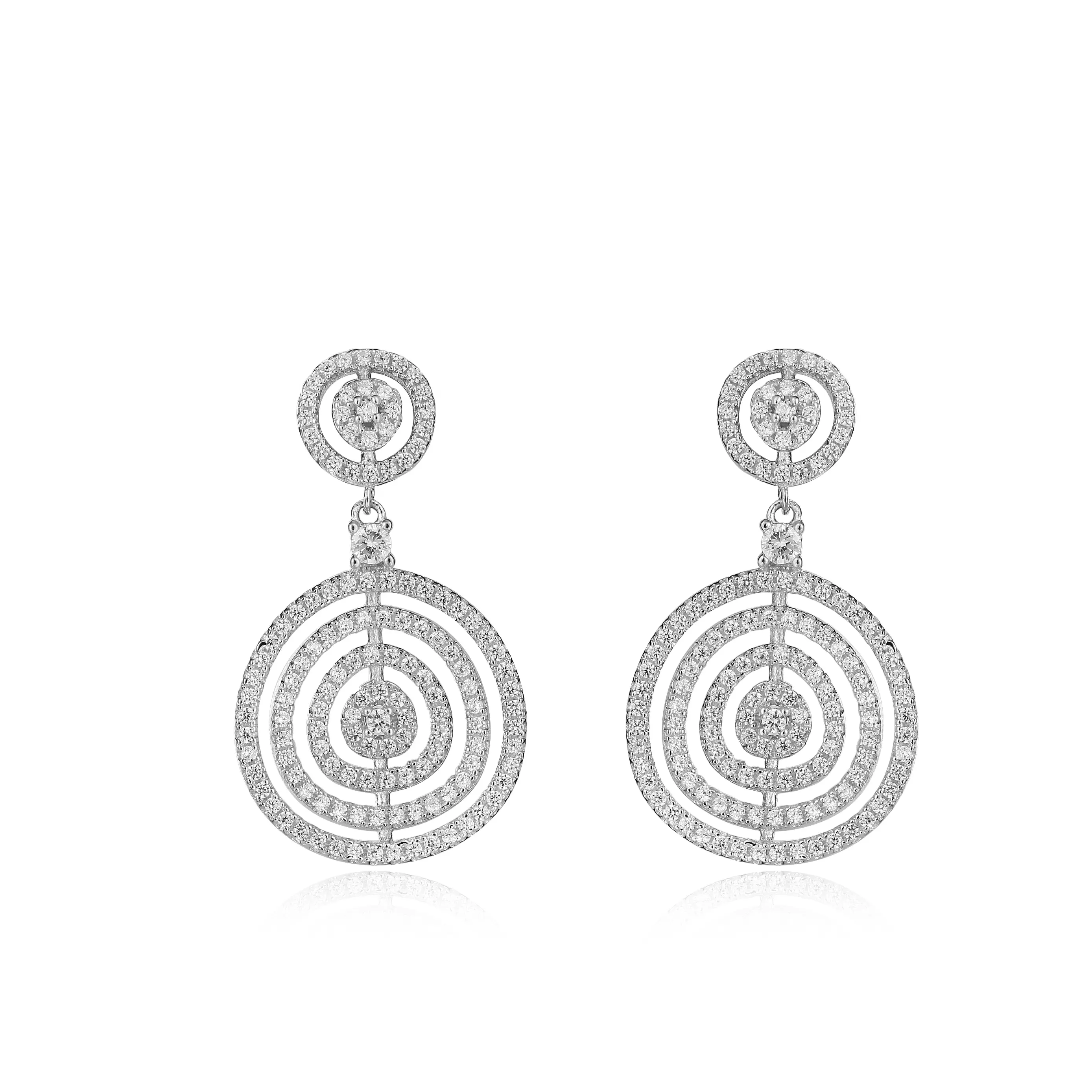 Jingjing jewelry set circle earrings silver zirconia big hoop earrings for women