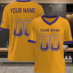 Camisetas de Fútbol Americano Personalizadas de Manga Corta, Impresas, 100% Poliéster, Tela Resistente con Logotipo y Número, Venta al Por Mayor OEM - Product Image 3