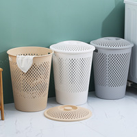 GREENSIDE Boîte de rangement avec panier à linge sale recouvert de plastique, seau de rangement, style japonais, salle de bain, balcon,
