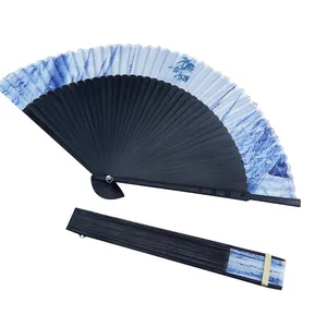 AI-MICH Customized Logo Bamboo Promotional Gifts Portable Folding Advertising Brand Summer Business Folk Hand Painting Hand Fan