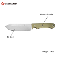 Couteau de chasse en acier inoxydable D2 personnalisable Yeehand avec poignée en Micarta pour la chasse au camping en plein air Support OEM disponible