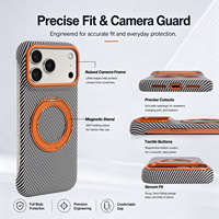 Étui de téléphone magnétique haut de gamme avec support rotatif à 360° et cadre de protection pour appareil photo en fibre texturée pour iPhone 18 Pro