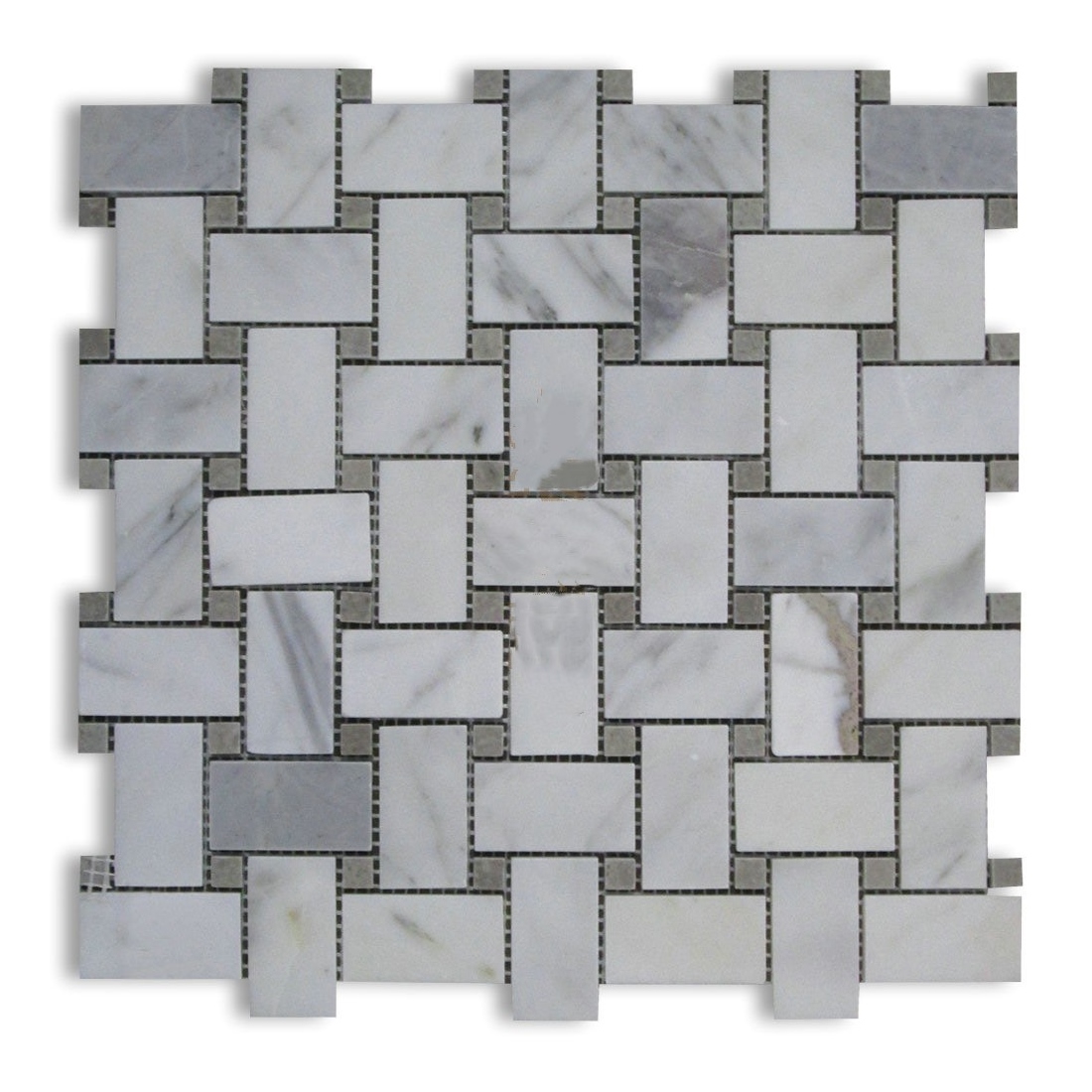 Thiết kế hiện đại Mài Carrara trắng và đen MARQUINA đá cẩm thạch tự nhiên giỏ dệt Gạch Mosaic cho phòng tắm nền tường sàn