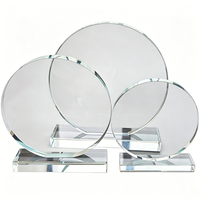 Trophée en verre cristal K5 rond personnalisé, design simple, à base de plaque en verre, pour gravure, vente en gros à prix abordable