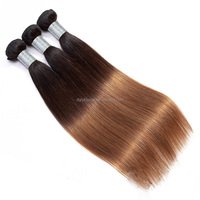 HW01-43 Vente en gros d'extensions de cheveux à cuticules alignées, tricolores dégradées, en cheveux humains vierges, qualité tissage, lisses et soyeux, grade 10A, 1 pièce
