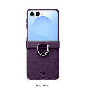 Nueva llegada para <span class=keywords><strong>Samsung</strong></span> para Galaxy <span class=keywords><strong>Z</strong></span> Flip7/Flip6/Flip5 lujo PU cuero Smartphone dedo anillo soporte plegable teléfono contraportada - Product Image 5