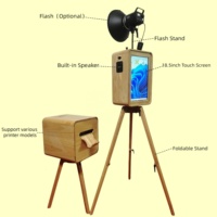 Photo Booth Retro Kayu & Logam dengan Layar Sentuh 18,5 inci, Cetak Mandiri untuk Pernikahan, Kompatibel dengan DSLR/SLR/iPad