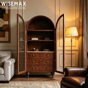 Meubles WISEMAX, meubles d'hôtel rétro américains, armoire à tiroirs en bois massif, meuble de présentation de vin pour salon, pour villa - Product Image 3