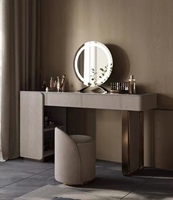 Commode en bois minimaliste personnalisée avec miroir éclairé, table de chevet, coiffeuse, meubles de chambre à coucher