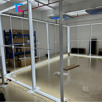 Boîte à lumière LED personnalisée 400x250cm, stand de salon professionnel, mur d'affichage en tissu rétroéclairé avec comptoir de réception pour événement d'exposition