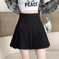 Jupe plissée style preppy pour femme, taille haute, coupe trapèze, mini-jupe, jupe d'écolière, jupe uniforme JK, jupe skater, noire, grande taille