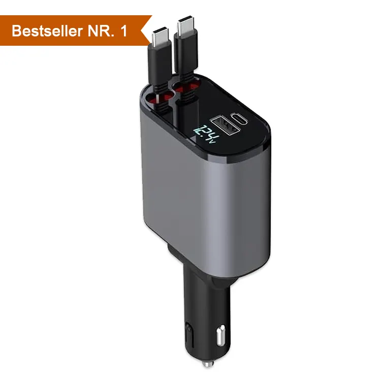 Chargeur de voiture rétractable Billaddare 100W 4 en 1 chargeur de téléphone de voiture rapide pour chargeur de voiture Cargador de coche Billader