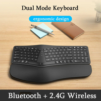 Teclado Ergonómico Dividido con Retroiluminación Blanca, Teclado Inalámbrico 2.4G con Reposamuñecas, Recargable, para Windows/Mac