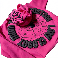 Sweat à capuche unisexe de haute qualité, effet délavé, style hip-hop, avec logo personnalisé, impression 3D effet toile d'araignée 1.1