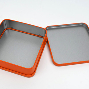 Custom Low Rounded Square Matte Orange Metal Tin <b>Box</b>, Food Grade Plain <b>Empty</b> Tin For Cookie Candy <b>Gift</b> Set Storage Packing - Product Image 6