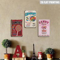 Décoration murale en métal rétro sur le thème des bonbons, avec motifs de sucettes délicieuses, pour cuisine, boulangerie, café, pâtisserie