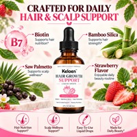 Gouttes liquides pour la croissance des cheveux, saveur fraise, bambou, silice, palmier nain, soin du cuir chevelu, 60 ml