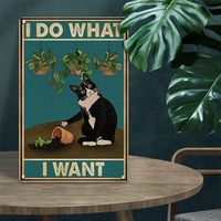 Chat noir décor drôle salle de bain signes cadeau métal décor affiche Vintage mignon chat étain signe pour cuisine bureau
