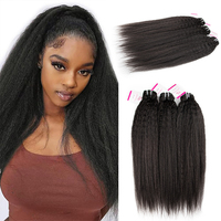 CLJhair-Lot de 3 mèches permanentes vierges noires péruviennes de 22 pouces, Yaki lisses, 100% cheveux humains avec frontal, grand stock