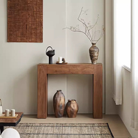 Console en bois massif style Wabi-Sabi pour salon, entrée de villa, gîte – Design rétro italien de luxe léger, personnalisable