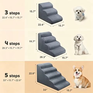 Escalera para mascotas con escalones festoneados, de pana y poliuretano, con inclinación, apta para personas mayores, para mayor maniobrabilidad y estabilidad. - Product Image 5