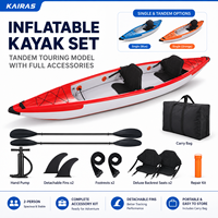 Ensemble de kayak gonflable KAIRAS pour 1 ou 2 personnes, kayak de pêche et de tourisme avec pagaie, pompe, siège et sac de transport pour lac, rivière et sports nautiques