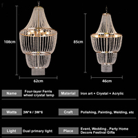 Accessoires de mariage, lustre moderne en acrylique doré et cristal, élégante suspension de plafond, décorations lumineuses pour mariage et fêtes