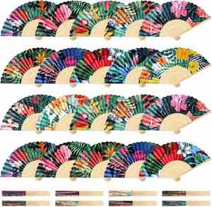 Customized Hawaiian Luau Wedding <b>Party</b> Supplies Havana Nights Hibiscus <b>Tropical</b> Folding Cuban Hand Held Fans - Product Image 1