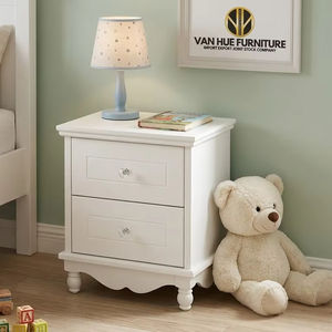 Space Saving <b>White</b> Kids Nightstand Wooden <b>Bedside</b> <b>Table</b> with 2 Drawers for <b>Small</b> Children Room Storage - Product Image 1