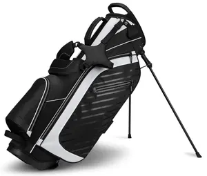 Personalizado Poliéster Ligero Clásico blanco negro impermeable PU cuero Golf soporte bolsas para hombres mujeres