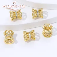 Perles d'espacement en laiton plaqué or 14K avec zircon et rétention de couleur longue durée pour la fabrication de bijoux et bracelets DIY