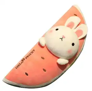 New Watermelon Throw Pillow Sleeping Strip Skin Shell Can Fruit Cushion Cartoon Rabbit Figurine Wholesale Girls Gift