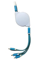 Cargador de Teléfono Móvil 3 en 1 con Cable Retráctil USB Tipo-C, Personalizable con Logotipo, Venta Caliente