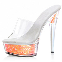 Peep Toe – chaussures de discothèque à talons fins de 15cm pour femmes, chaussures à plateforme complète à talons super hauts, pour pole dance, strip-teaseuse élégante