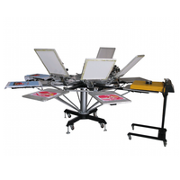 SM6-4565T imprimante d'écran en soie manuelle de haute qualité 6 stations imprimante textile de t-shirt de Table rotative moteur multicolore ferme de moteur