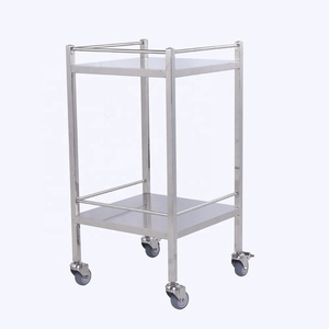 <span class=keywords><strong>Chariot</strong></span> <span class=keywords><strong>de</strong></span> dressage en acier inoxydable 2 étagères avec rails CY-D401 - Product Image 5