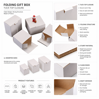 Boîte en carton ondulé rigide économique, blanche, à couvercle rabattable, multi-tailles, facile à assembler, pour maquillage, boutiques et vente au détail