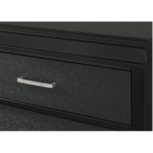Modern Glam Two <b>Drawer</b> Nightstand Black Solid Wood Crystal Button Tufted <b>Storage</b> <b>Drawers</b> - Product Image 4